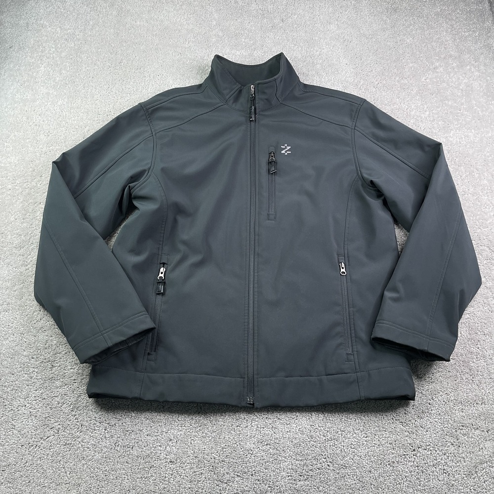 IZOD Jacket Mens Large Grey Softshell Fleece Lined Full Zip PerformX PFX